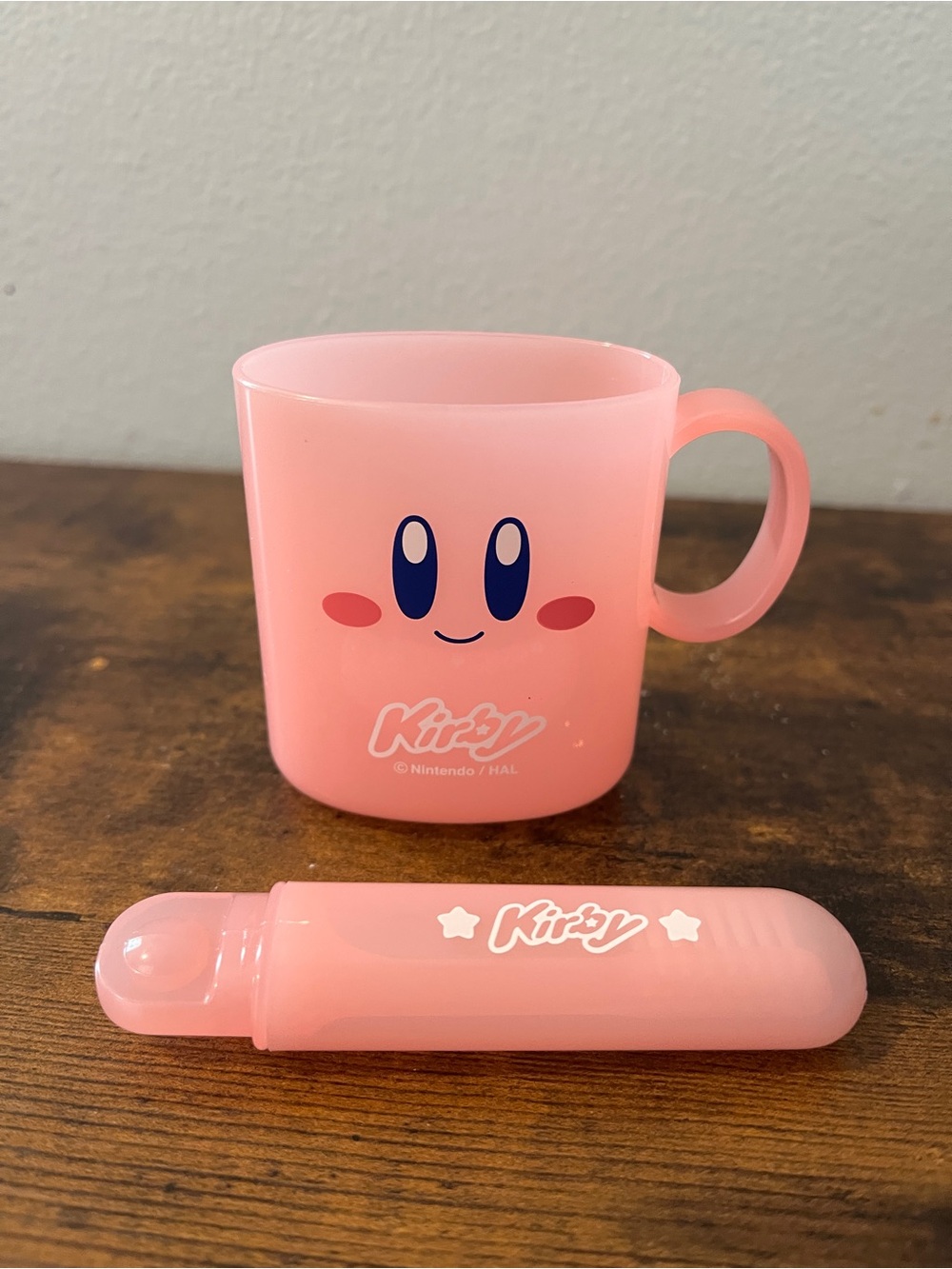 Kirby Pink Kids Mug with Toothbrush new